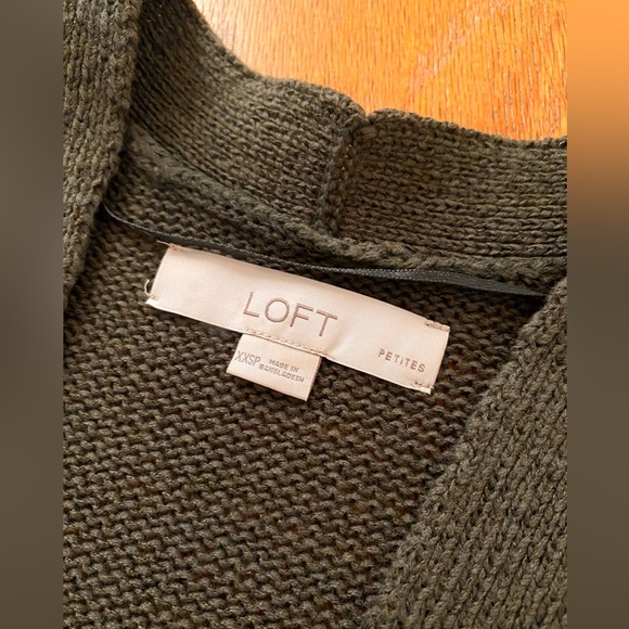 Loft Dark Gray/Green Knit Open Cardigan Size XXSP - Picture 2 of 3
